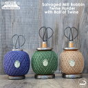 【英国 NUTSCENE ナッツシーン】麻ひもスタンド（麻ひもホルダー）「Salvaged Mill Bobbin Twine Holder」ハサミ付き 麻ヒモスタンド 麻紐 ホルダー