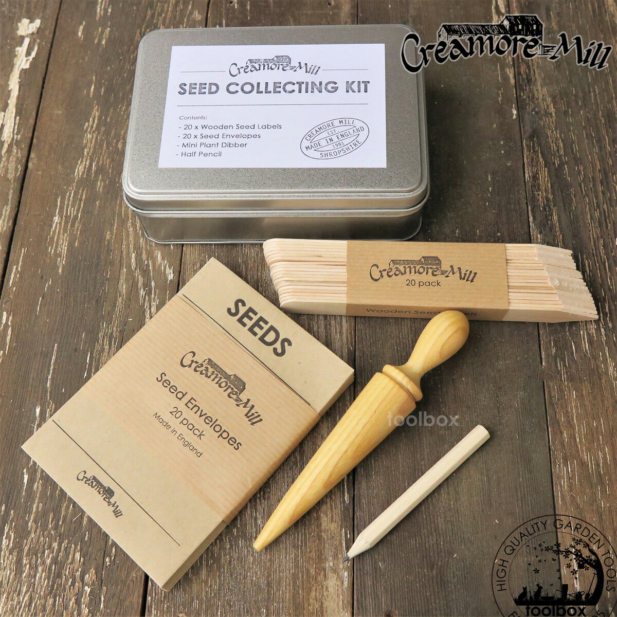 【英国　Creamore Mill クレモアミル 種まき用グッズセット】「Seed　Collecting　Kit」種袋 ネームラベル ディバー イギリス製 2