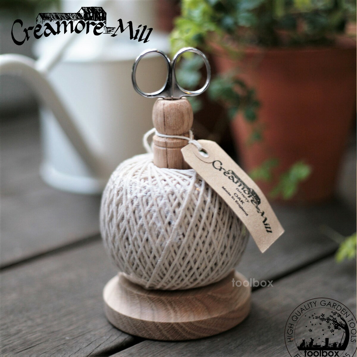 【英国 Creamore Mill クレモアミル ストリングタイディ はさみ付き】イギリス製（コットン紐 オーク材 樫スタンド）ストリングタイディー ギフトのサムネイル