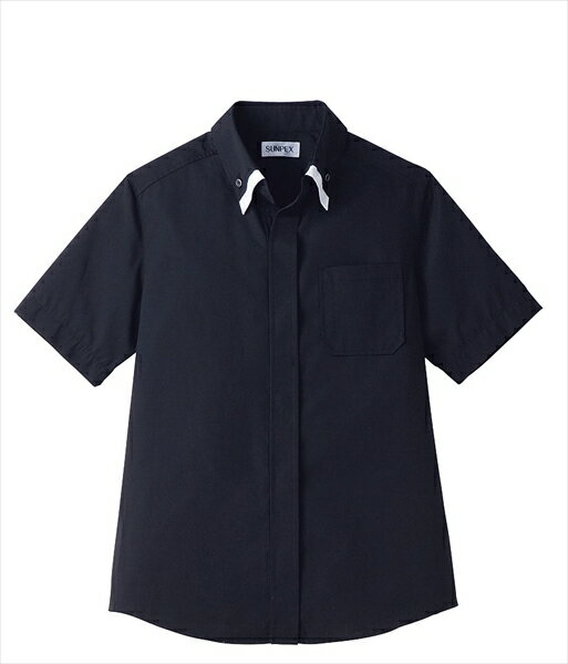 サーヴォ レイヤードBD衿半袖シャツ　SS [ ET−1314　BK×WT ] SSY3702