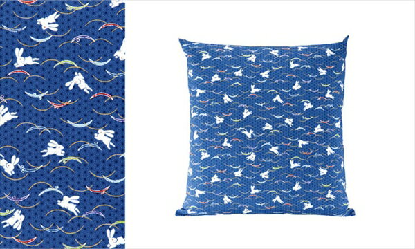 直送品■綿座布団HYウサギ51052青 [ 410×410セット ] UZBC504