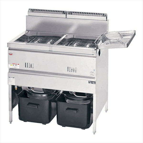 直送品■ガス式フライヤー（二槽式） [ MGF−18WKLPガス ] AHLAG03