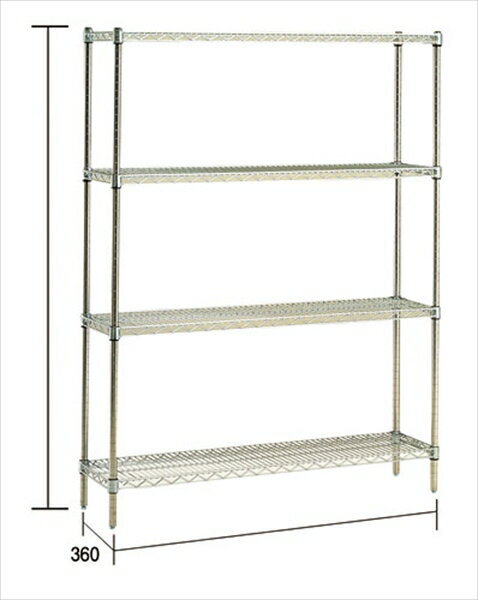 直送品■ステンレスエレクターシェルフSAS [ 1220×PS1590×4段 ] HEL32224