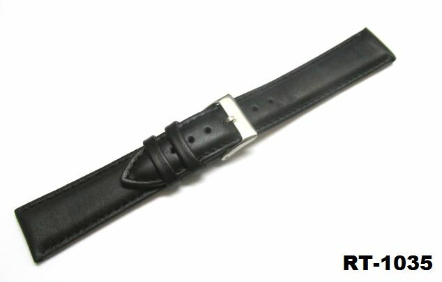 RT-1035　ベルト幅20mm・牛革・無地・ブラック系　黒色・時計バンド・牛革・ベルト交換用