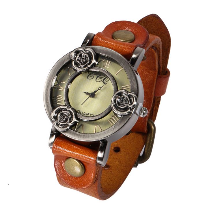 RT-KB7001　腕時計　ファッションウォッチ　本革　　レザーバンド　ローズウォッチ　茶色
