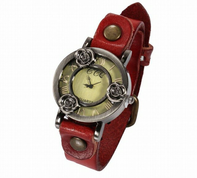 RT-KB7002　腕時計　ファッションウォッチ　本革　　レザーバンド　ローズウォッチ　赤茶色