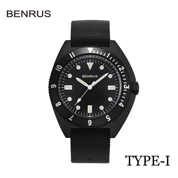 【BENRUS（ベンラス）】ベンラス TYPE-I ブラック（TYPE-1 BLACK）ミリタリーウォッチ
