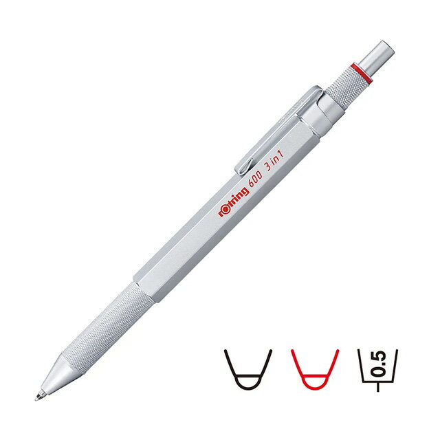 Rotring - ロットリング 600 3in1 マルチペン シルバー