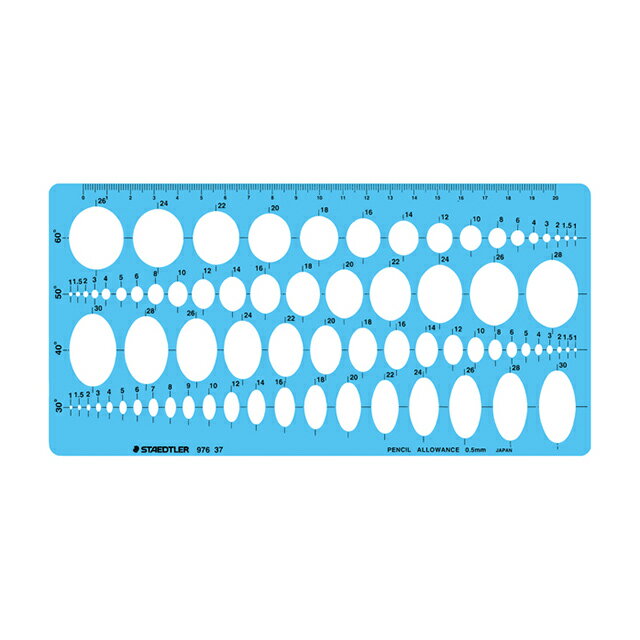 ■総合だ円定規定規サイズ:115×230×1mm 。64穴 30°・40°・50°・60°。インクエッジ付。日本製。