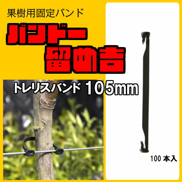 バンドー留め吉 【 トレリスバンド Grip Clip 105mm 100本入】 果樹固定バンド 　枝 幹 木 保持 サポー..