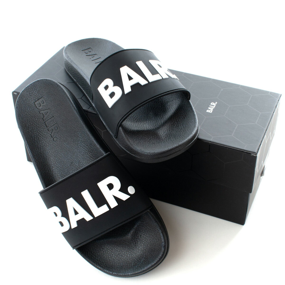 BALR. slider B10247 BLACK/WHITE ブランド ロゴ シャワーサンダル スリッパ