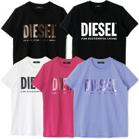  DIESEL ディーゼル Tシャツ レディース カットソー 半袖 ロゴ クルーネック 白 ホワイト 黒 ブ ピンク パープル 紫 夏 00SYW8 0CATJ