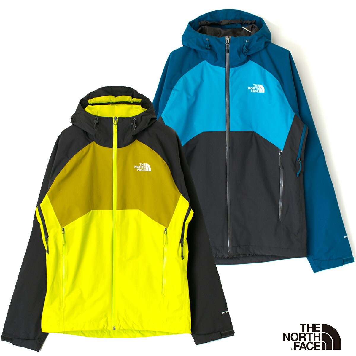 THE NORTH FACE メンズ レディース ハーフドームロゴ プルオーバー ブルゾン ウォータープルーフ 撥水加工 ブルー イエロー STRATOS JA...