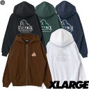 XLARGE BACKSIDE SLANTED OG ジップパーカー メンズ レディース ユニセックス 男女兼用 グリーン ネイビー グレー ブラウン ブラック 101233012008