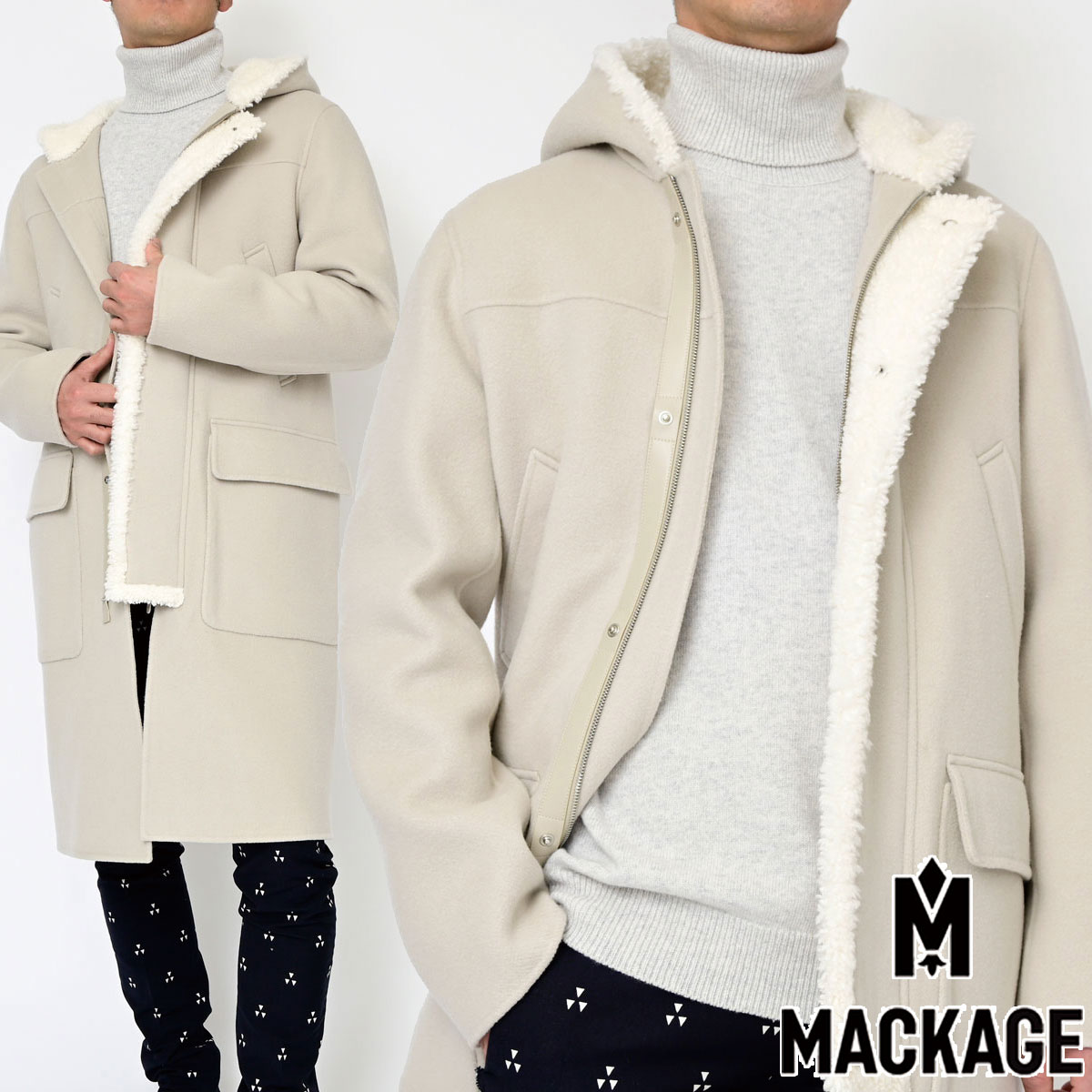 MACKAGE マッカージュ ダブルフェイス ウール コート ABRAHAM メンズ 海外正規品