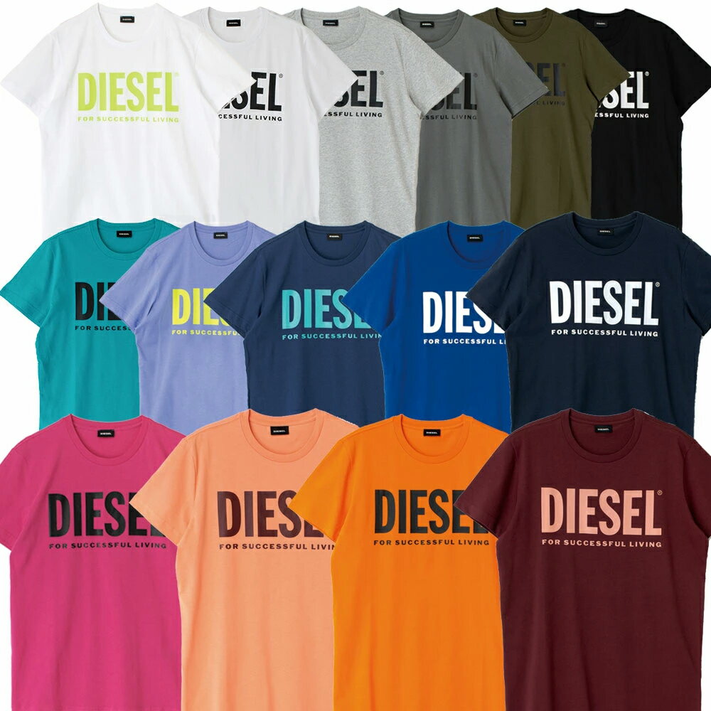 ディーゼル Tシャツ メンズ DIESEL ディーゼル tシャツ メンズ レディース カットソー 半袖 ロゴ クルーネック 白 黒 グレー ピンク ブルー グリーン カーキ ネイビー 紺 紫 パープル 夏 T-DIEGO-LOGO 00SXED 0AAXJ