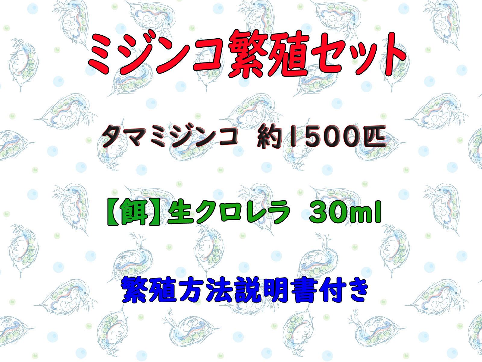 楽天市場 ミジンコ繁殖セット タマミジンコ 約1500匹 約0 5g スーパー生クロレラ 30ml 繁殖方法説明書付き ゴールドウッド みんなのレビュー 口コミ