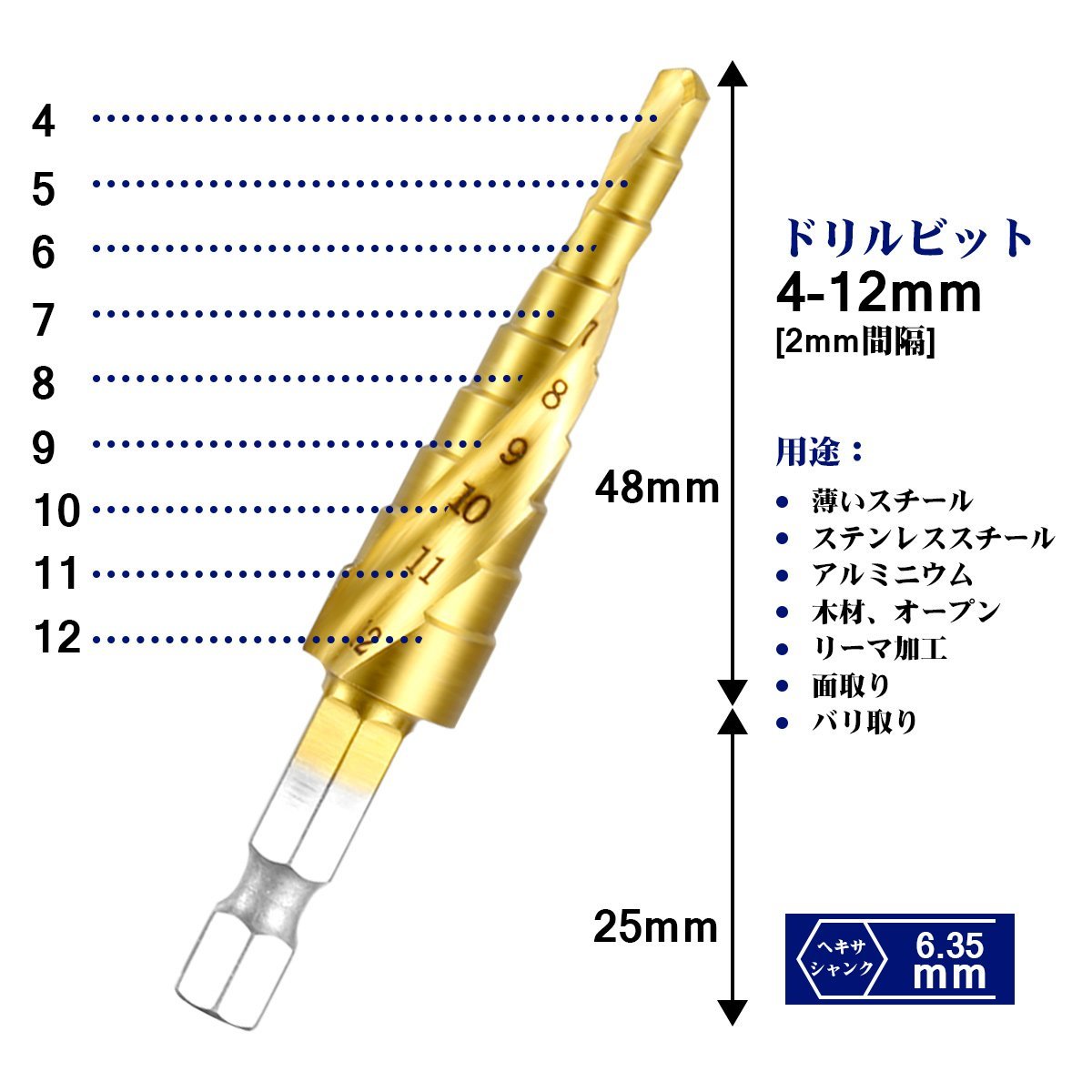 �ڰ¿����ݾ��դ��ۡ�������!�ڤ�̣ȴ���� HSS�� �����󥳡��ƥ��� �������ƥåץɥ�� 10�ܥ��å� 4-12mm �����Υ� ���ѥ���� �ɥ��ӥå� �ɥ�륭��