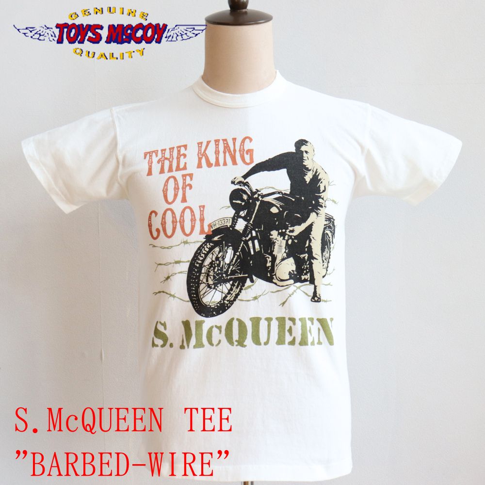 TOYS McCOY トイズマッコイ TMC2306 S. McQUEEN™ TEE " BARBED-WIRE " 大暴走 マックィーン トライアンフTR6 モノクローム プリント Tシャツ 半袖Tシャツ