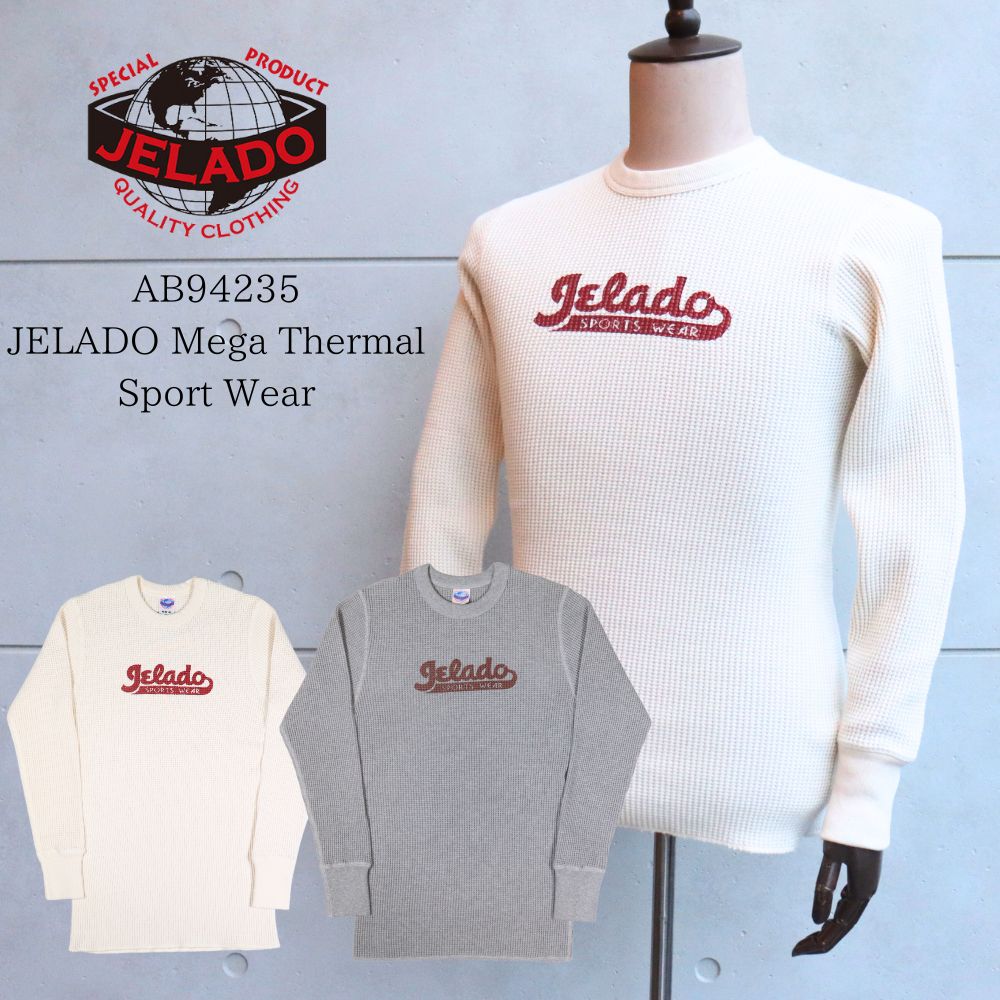 楽天アメリカンカジュアル　TOPJELADO　ジェラード AB94235 Mega Thermal Sport Wear スポーツウェア ロゴ プリント 入り メガサーマル クルーネックTシャツ 肉厚サーマル ワッフルT ミリタリー Tシャツ 長袖