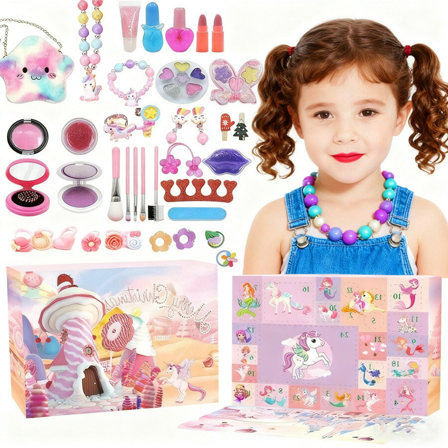 ＼2025 NEW ！P10倍バック／クリスマス カレンダー 2025 カウントダウン イクアップセット付き24日間クリスマスアドベントカレンダー 24日間のカウントダウン さまざまなメイクアップおもちゃ付き かわいいクリスマスギフト パーティーデコレーション