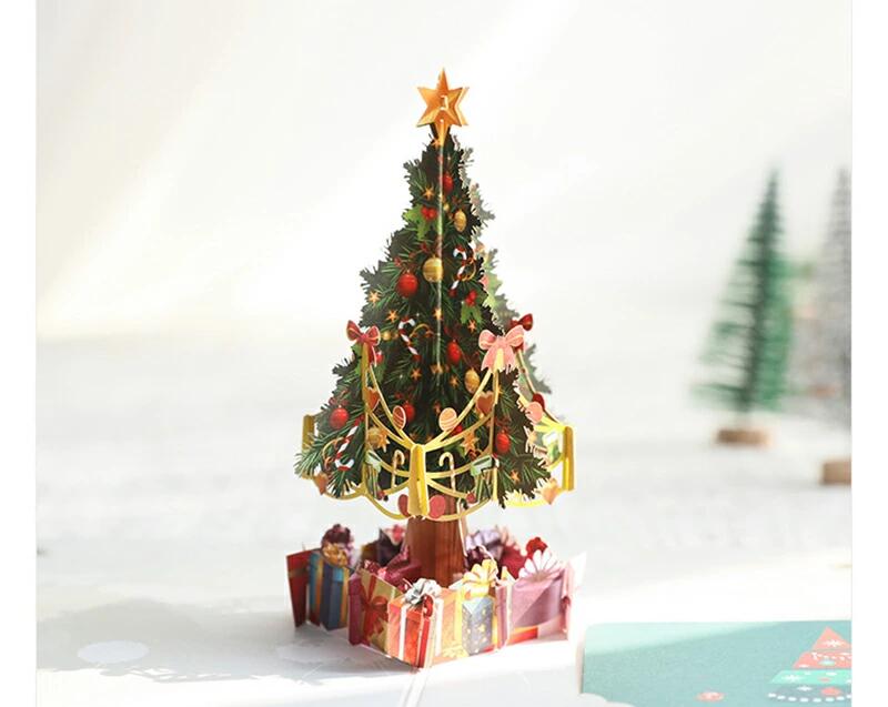 グリーティングカード 立体 クリスマスツリー ポップアップクリスマスカード メリークリスマス Merry Christmas サンタクロース クリスマスツリー トナカイ メッセージカード 飛び出すグリーティングカード