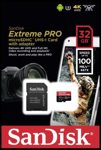 【海外パッケージ品】サンディスク SanDisk 32GB microSDXC メモリーカード Extreme PRO UHS-I [SDSQXCG-032G-GN6MA] (GoPro ゴープロ Android アンドロイド スマートフォン　などに)