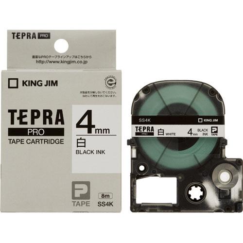 Rakuten - 【大特価】キングジム KING JIM テプラPRO テープカートリッジ 4mm SS4K 白ラベル・黒文字