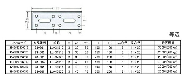 パワー補強金物 パワーLL-32020(等辺) 補強金物 アングル ユニクロメッキ ブラケッ...