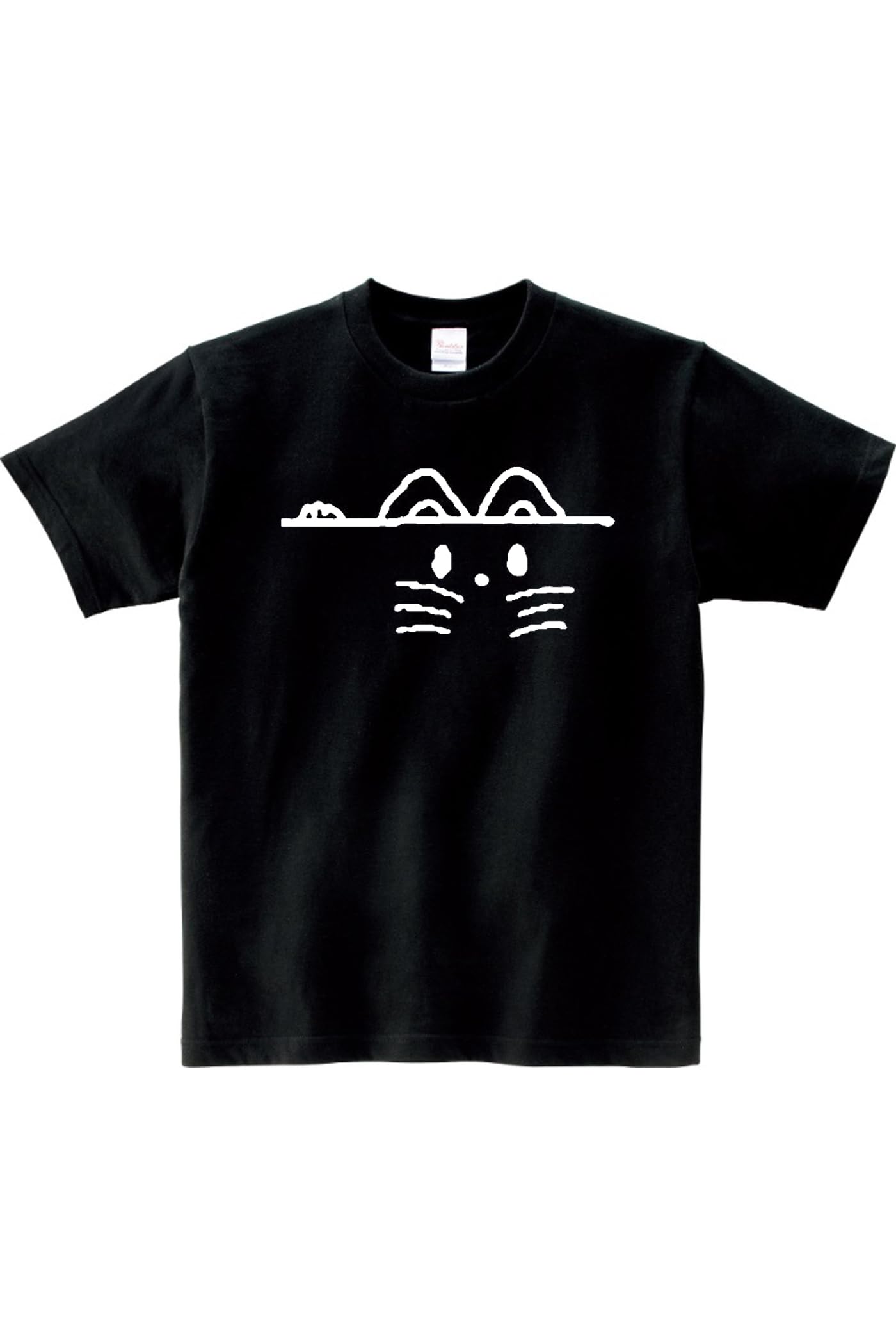 猫 プリント 綿100% カジュアル 半袖 Tシャツ シンプル 線描き おしゃれ 手描き風 ユニーク アート イラスト オリジナルデザイン シルクスクリーン プリント