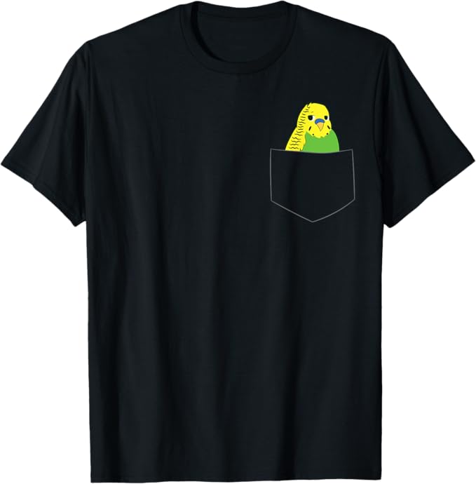 Rakuten - ポケットの中のかわいいインコちゃん ポケットの中の鳥ちゃん バッジリガー Tシャツ