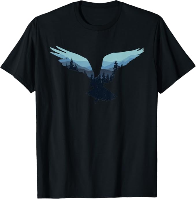 Rakuten - 【楽天スーパーSALE】美しいフライングイーグル夜空の森の鳥のシルエット おもしろtシャツ ネタ 服 メンズ　ギャグ グッズ 夏 Tシャツ