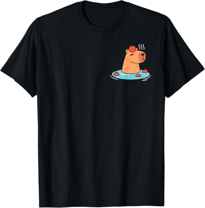 Rakuten - 【楽天スーパーSALE】ポケットカピバラ 温泉に浸ける カピバラ Tシャツ 面白い 可愛い ネタ ユーモア 半袖Tシャツ ネタ おしゃれ スポーツ 柔らかい 丸首 通気性 笑える 変な Tシャツ 男女兼用 プレゼント