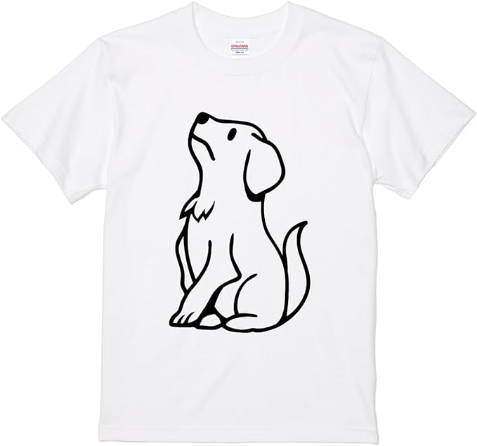 乐天商城 - Tシャツ ゴールデンワンコ 犬デザイン イラスト かわいい おもしろ 面白い 簡単 シンプル Tシャツ 柔らかい 丸首 通気性 笑える 変な 男女兼用 プレゼント