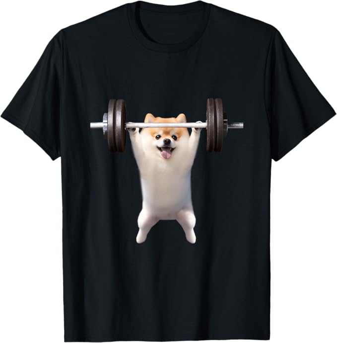 Rakuten - 【楽天スーパーSALE】ポメラニアンイヌ　面白いtシャツ 犬 筋トレ　文字入り メンズ おもしろ 面白い 服 グッズ 文字Tシャツ ネタ Tシャツ