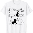 【楽天スーパーSALE】楽譜で遊ぶ面白い猫 Tシャツ