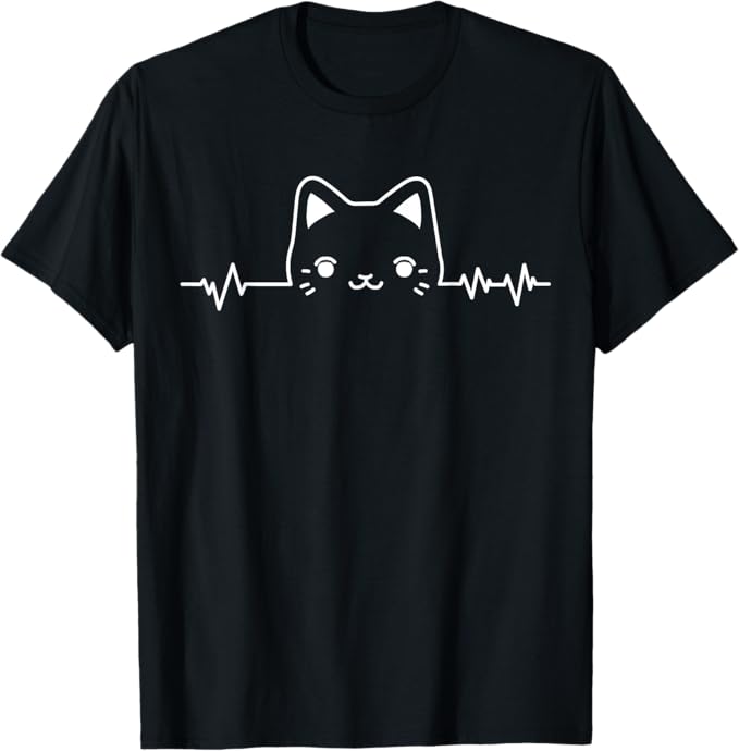 乐天商城 - Heartbeat, Cat Lover, Heartbeat Cat, Cat Owner, Cute Tシャツ