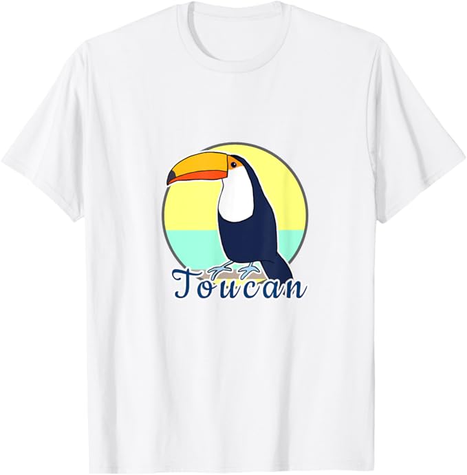 乐天商城 - オニオオハシ さん ロゴマーク 動物園のいきもの 南国の鳥 イラスト Tシャツ おもしろ メンズ 半袖 プレゼント パロディ イラスト かわいい おもしろ 面白い 簡単 シンプル Tシャツ 柔らかい 丸首 通気性 笑える 変な 男女兼用 プレゼント