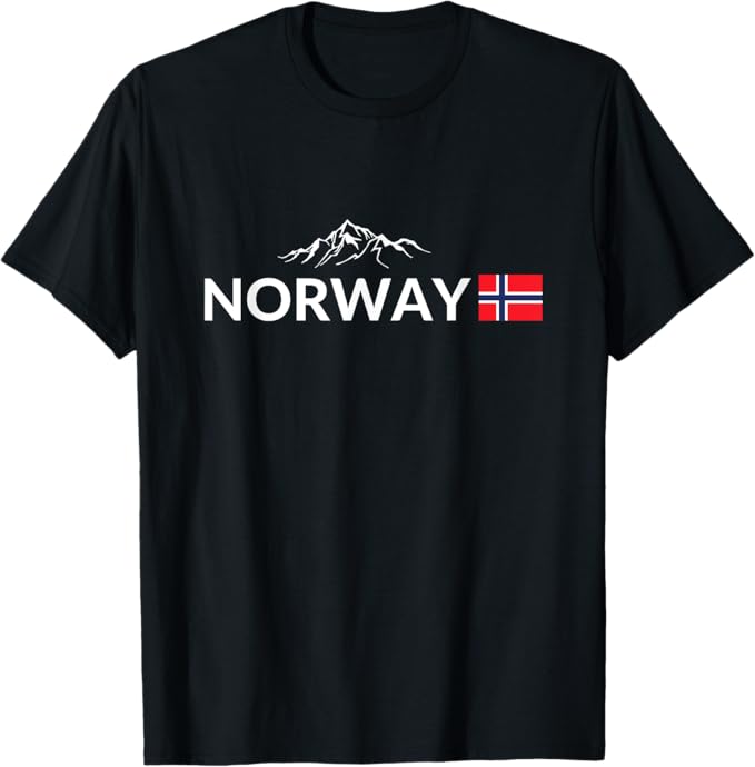 Rakuten - 【楽天スーパーSALE】ノルウェー国旗 山 アウトドア旅行 面白い ユーモア ネタ おしゃれ スポーツ 柔らかい 丸首 通気性 Tシャツ