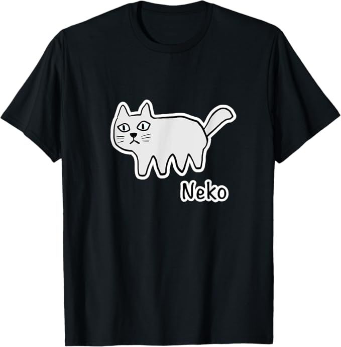 ねこ neko 猫 ロシアンブルー 落書き猫 どうぶつ シンプル ポップ ゆるくて かわいい イラスト Tシャツ プレゼント ギフト 面白い ユーモア ネタ おしゃれ スポーツ 柔らかい 丸首 通気性 Tシャツ