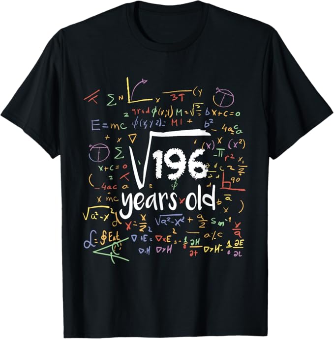 乐天商城 - 面白い四角い根 196年 13歳の誕生日 14歳 数学 Tシャツ