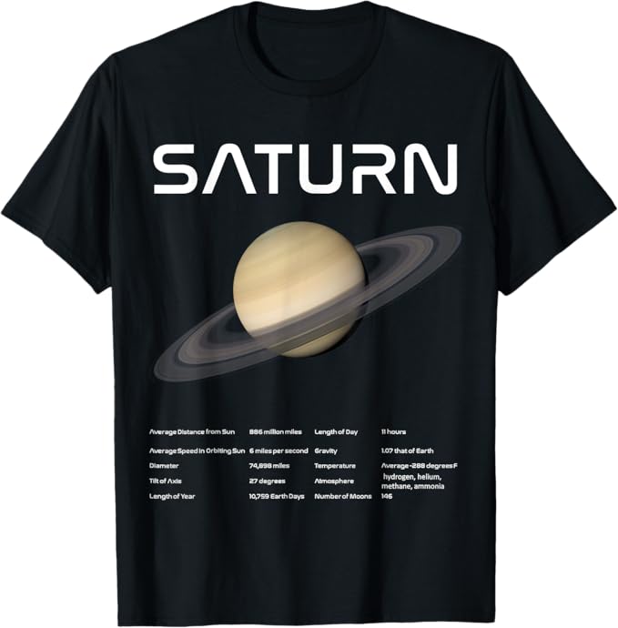 Saturn 天文学 科学 惑星 太陽系 事実 Wt Tシャツ
