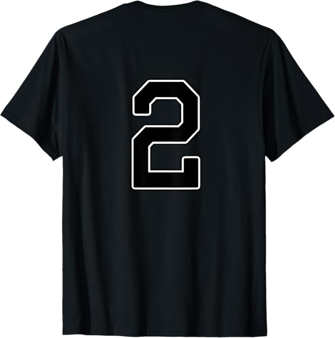 Rakuten - 【バックプリント?背中側】2 数字 背番号 ユニフォーム ナンバー【ブラック／黒の文字】スポーツ 野球 サッカー 部活 Tシャツ
