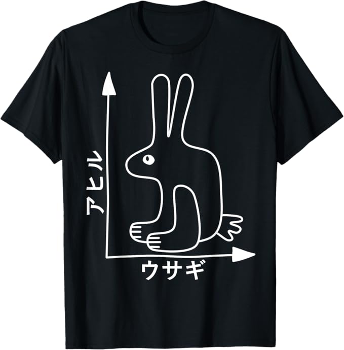 乐天商城 - おもしろ うさぎ あひる うさぎ グラフ 日本語数学先生 Tシャツ