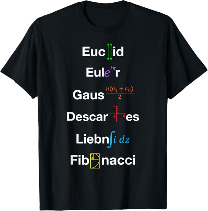 Rakuten - 数学 アイコン ユークリッド オイラー ガウス デカルト ライプニッツ フィボナッチ Tシャツ