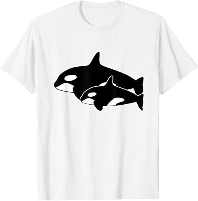 Rakuten - シャチ《親子》動物 水族館 プレゼント ゆるくて かわいい キャラクター イラスト Tシャツ