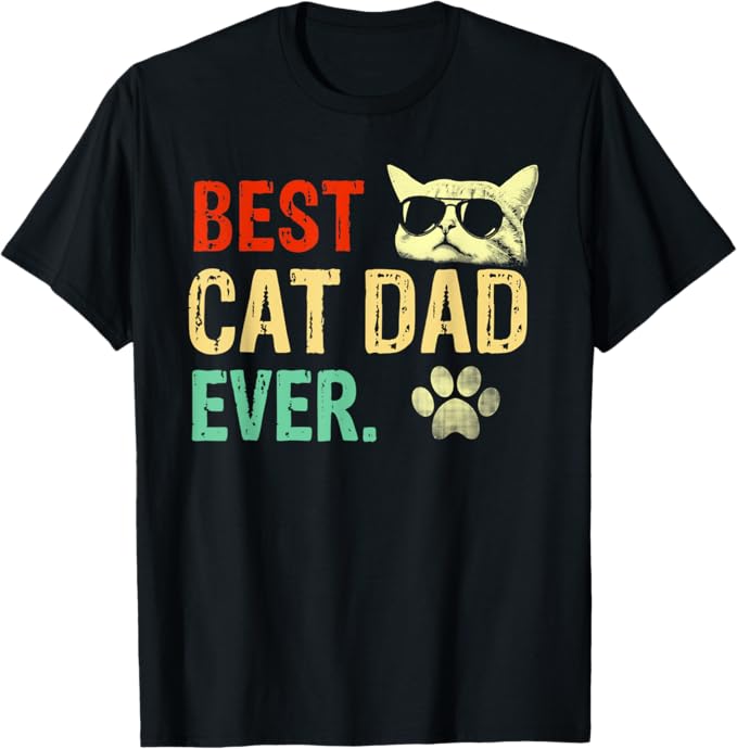 Rakuten - 【楽天スーパーSALE】BEST CAT DAD EVER 文字入り 夫婦 おもしろ 筆文字 面白い 服 オリジナル 父の日 文字 Tシャツ