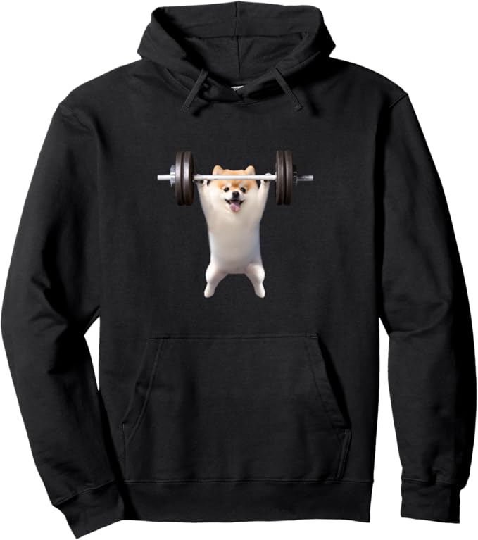 Rakuten - 【楽天スーパーSALE】ポメラニアンイヌ　犬 筋トレ　文字入り メンズ おもしろ 面白い 服 グッズ ネタ パーカー