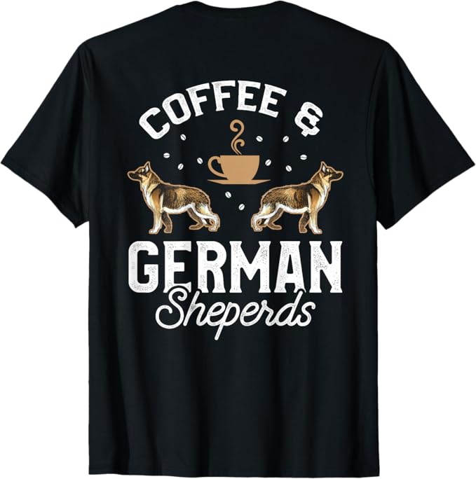 乐天商城 - 【バックプリント・背中側】コーヒーとジャーマン シェパード Tシャツ