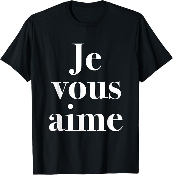Rakuten - 【楽天スーパーSALE】Je vous aime《I Love You》【フランス語 文字】《白文字 ホワイト》メッセージ かわいい おしゃれ Tシャツ
